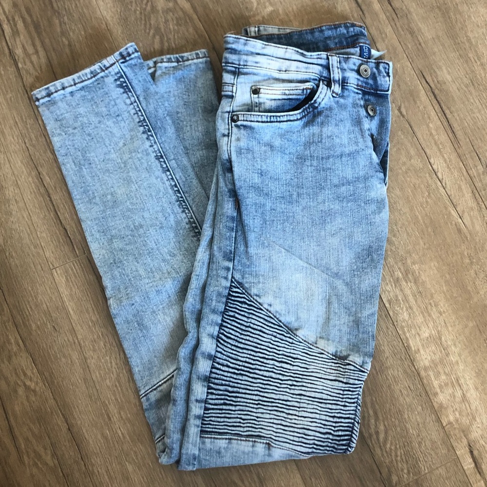 Skinny Light Blue Denim Biker Jeans 28x32